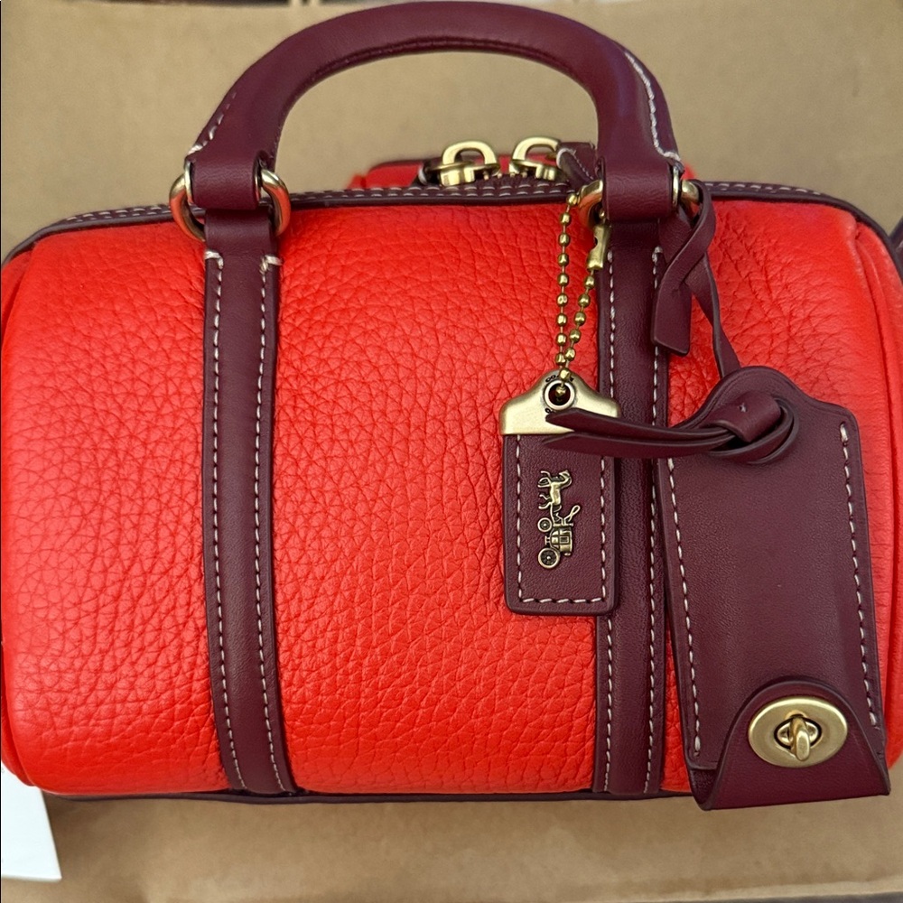 Coach cross body rub satchel 18 red orange multi Mini Bag CA116